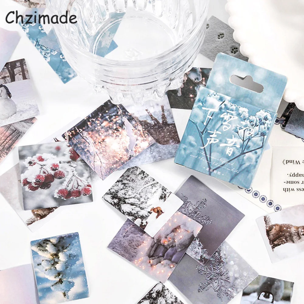 Chzimade 46Pcs/pack Snow Landscape Scrapbooking Sticker Happy Planner Journal Diary Diy Decorative Label Sticker