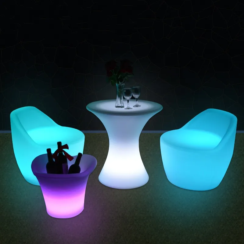 

New Rechargeable Led illuminated bar stools Waterproof led bar chair seat Outdoor use nightclub bar KTV disco bar supplies