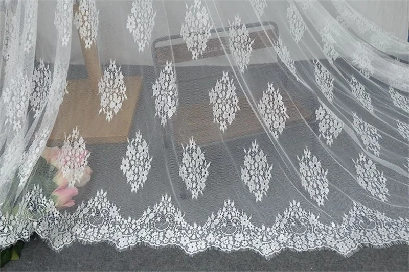 3Meters Thin Soft Tulle Lace Fabric Ivory White DIY Home Decoration Curtain Material V2342