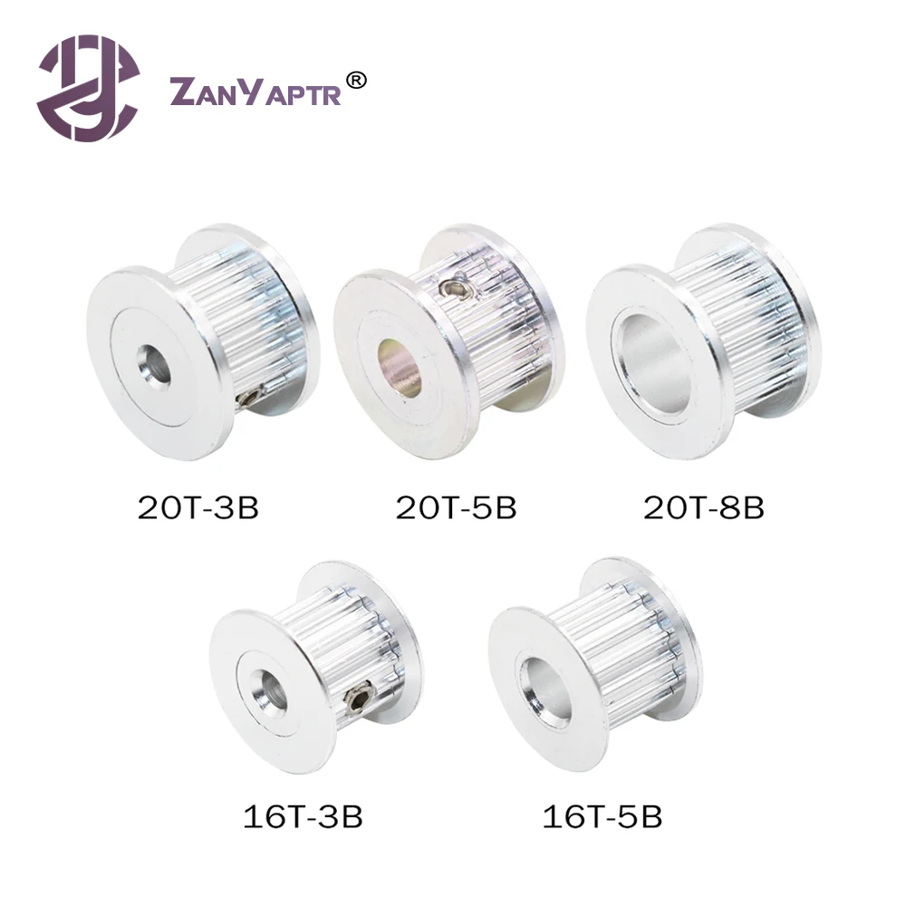 Części do drukarek 3D 2GT GT2 aluminiowy pasek rozrządu koło pasowe luźne 16T 20T zęby ząb 3mm 5mm 8mm otwór na szerokość 6mm pasek rozrządu