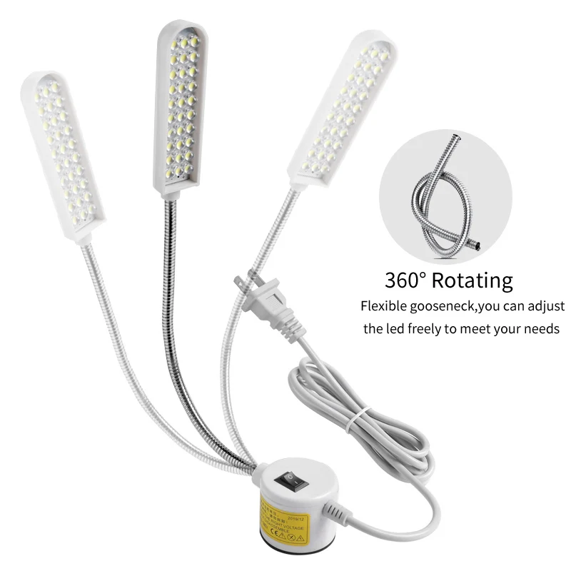 Lámpara de iluminación LED para máquina de coser Industrial, accesorios para máquina de ropa, luz de trabajo, cuello de cisne Flexible de 20/30 °,