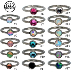 1PC G23 Titanium Opal BCR Piercings Ear Septum Piercing Nose Ring Gem Ball CBR Helix Tragus Labret Rings Piercings Body Jewelry