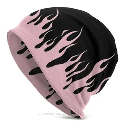 Goth 1980s Subculture Rock Skullies Beanies Caps Pink Flames Knitting Hat Winter Warm Bonnet Hats Men Women's Hip Hop Ski Cap