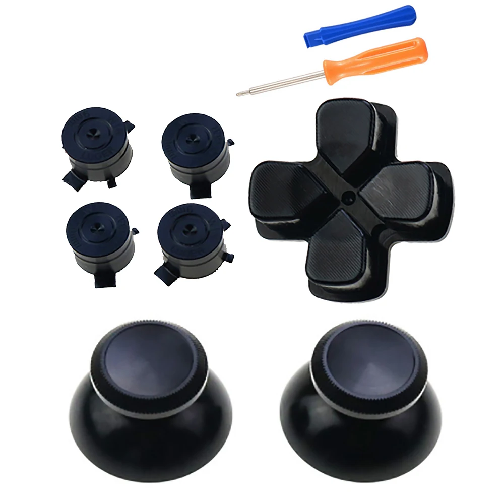 YUXI For PS5/PS4 Slim Pro Controller Metal Analog Thumbstick Cap Grip ABXY Bullet Buttons D Pad