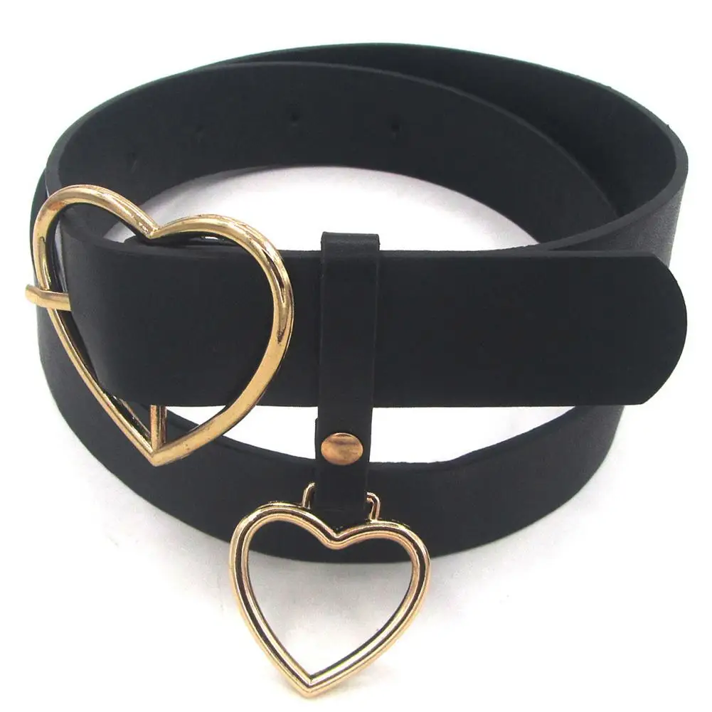 

Fashion Women Belt Faux Leather Heart Accessory Adjustable Buckle Belt for Women Waistband Pin Buckle Adult Belt