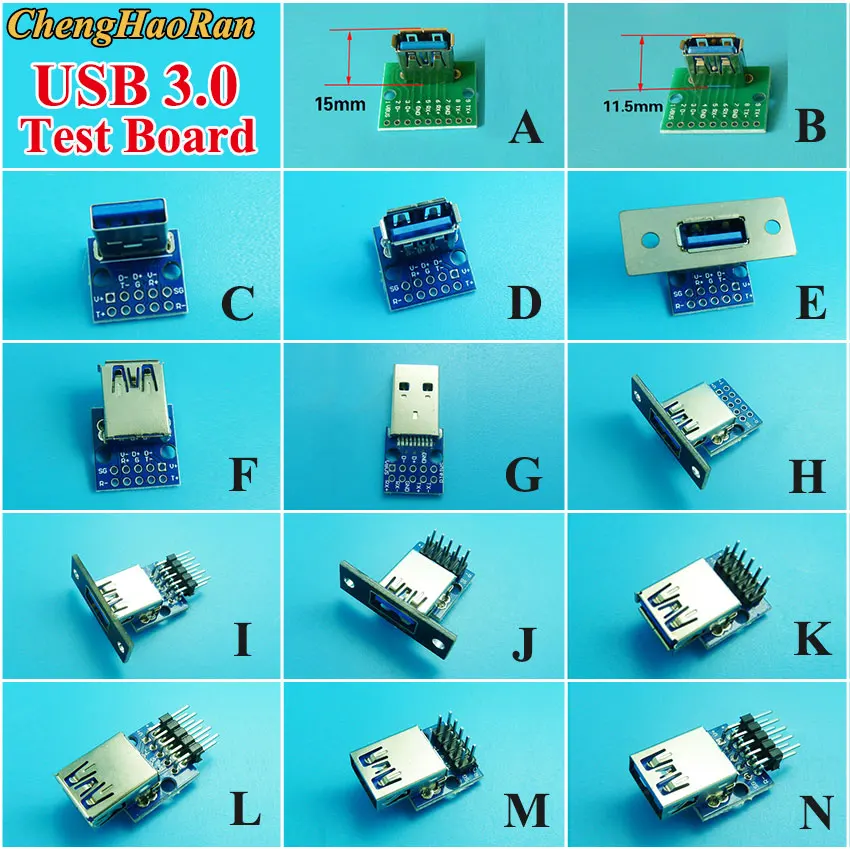 1PCS Vertical 3.0 USB Male Female Screw Fixing Hole USB Head Welding Plate Vertical Welding Test Plate Test Board Connector