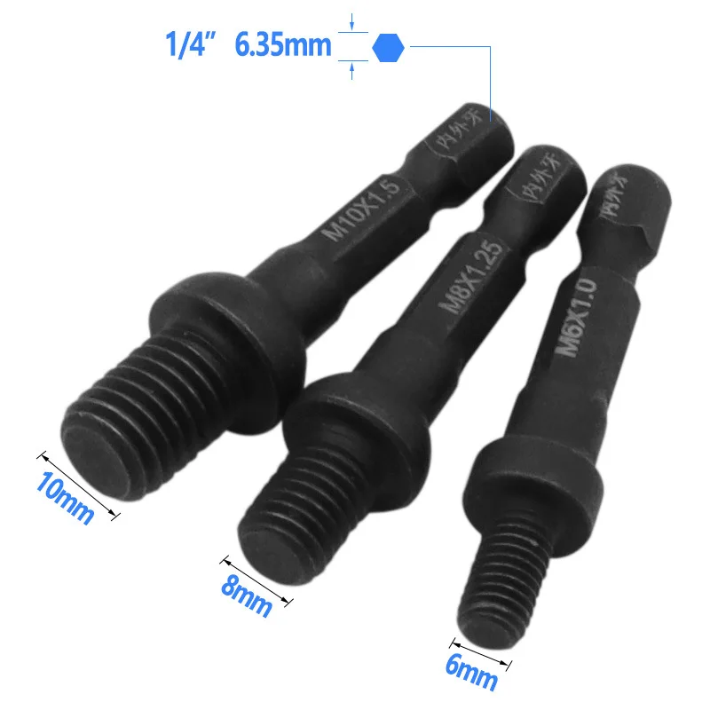 1Pcs M6 M8 M10 1/4 Hex Shank Square Driver Tap Die อะแดปเตอร์เต้าเสียบสกรูเกลียวภายในและภายนอกสกรูโจมตีแขน