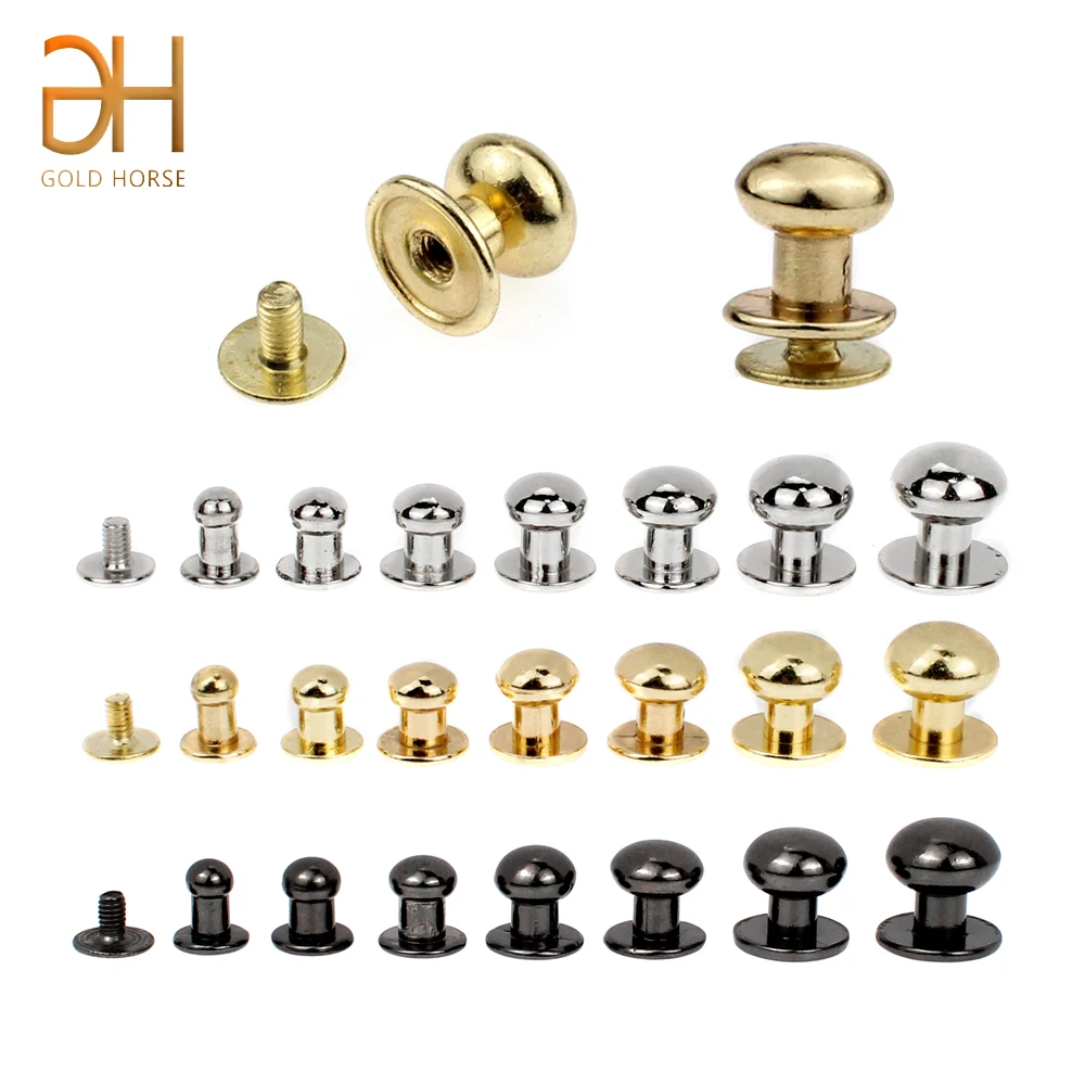 20Pcs 4/5/6/7/8/9/10MM Round Knob Rivets Metal Monk Head Screws Studs Alloy Nail Buckle Tack Cloth Button Bag Leather Crafts