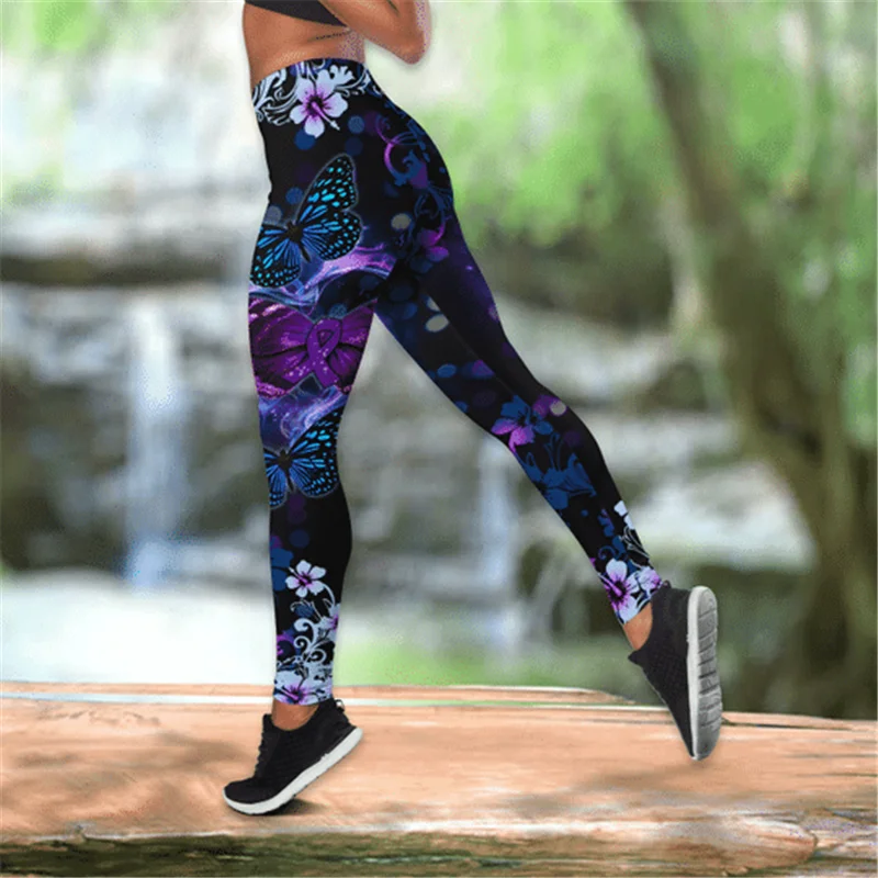 CLOOCL Women Leggings Beautiful Butterfly Printed High Waist Elasticity Legging 3D Fashion Fitness Pant for Female Jogging Pants