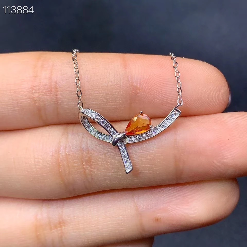 

KJJEAXCMY Fine Jewelry 925 Sterling Silver inlaid Natural colored sapphire Female Miss Girl Woman's Pendant Necklace trendy