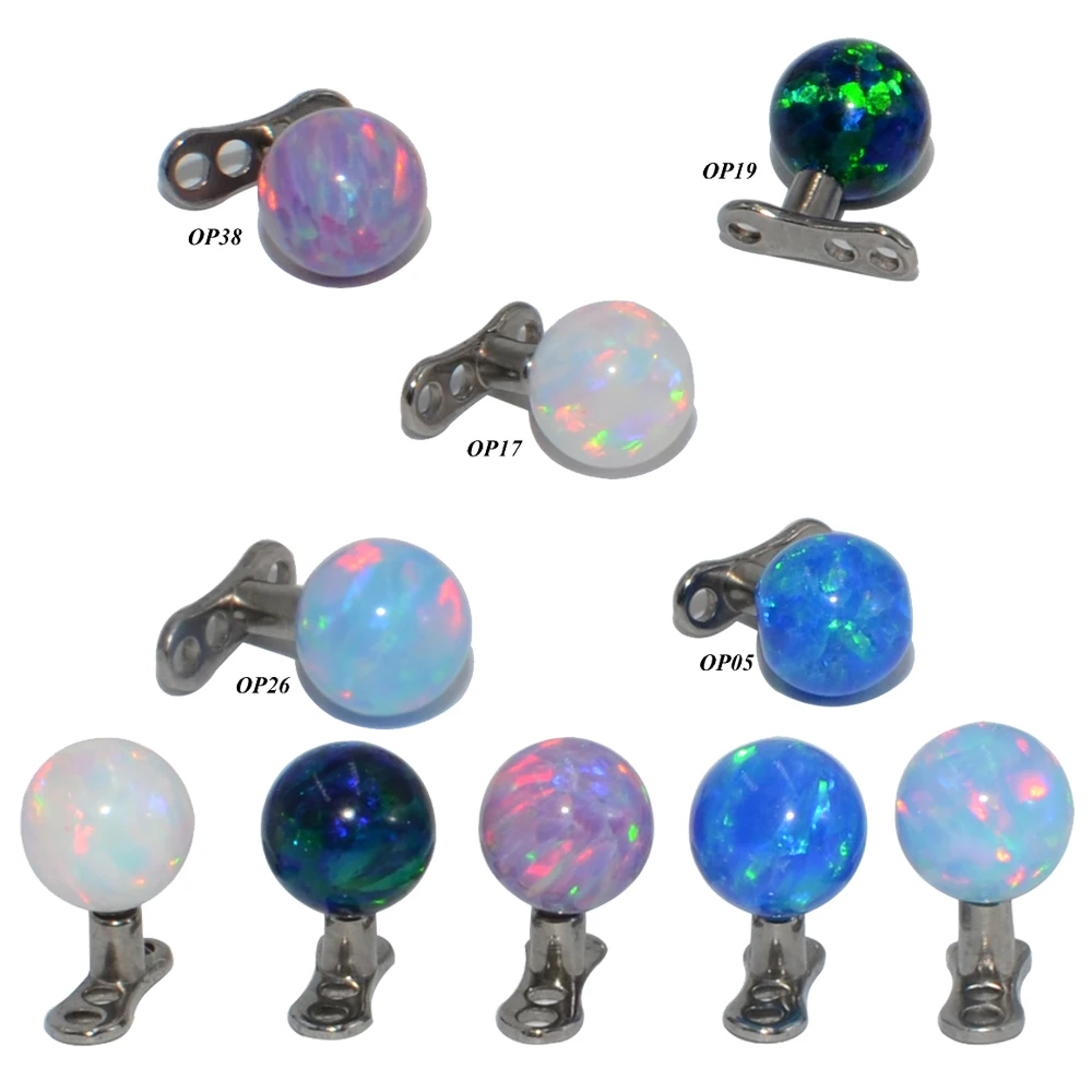 1PC G23 Titanium Opal Ear Tragues Horseshoe Nose Ring Christina Vertical Hood Labret Dermal Anchor Piercing Earring Body Jewelry