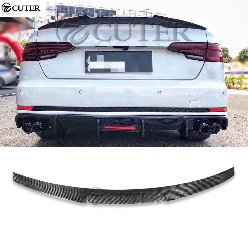 A4 B9 Carbon Fiber Car Rear Wings Trunk Lip Spoiler for Audi A4 B9 Car Body Kit 16-up