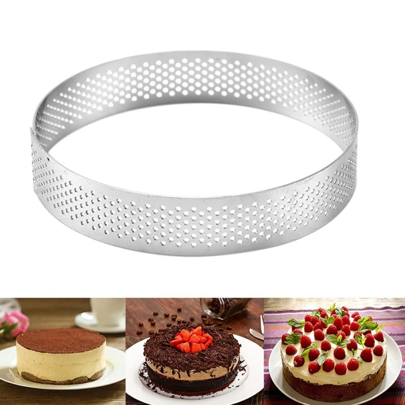 20cm Round Stainless Steel Cake Hole Molds Mousse Cake Tart Ring Pizza Dessert DIY Decor Mould Kitchen Baking Tool