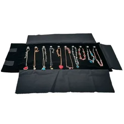 Portable Mini Black Velvet Travel Jewelry Carrying Case Roll Bag Pendant Necklace bracelet Storage Packag Bag Organizer Pouch
