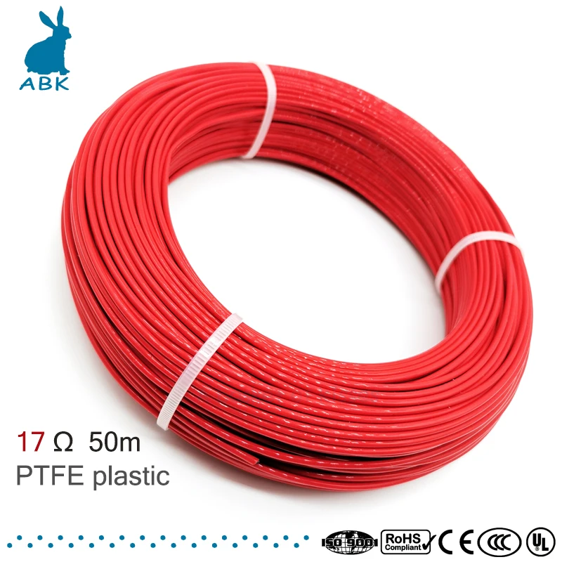 

50meter 17ohm 24k PTFE flame retardant carbon fiber heating cable heating wire DIY special heating cable for heating supplies