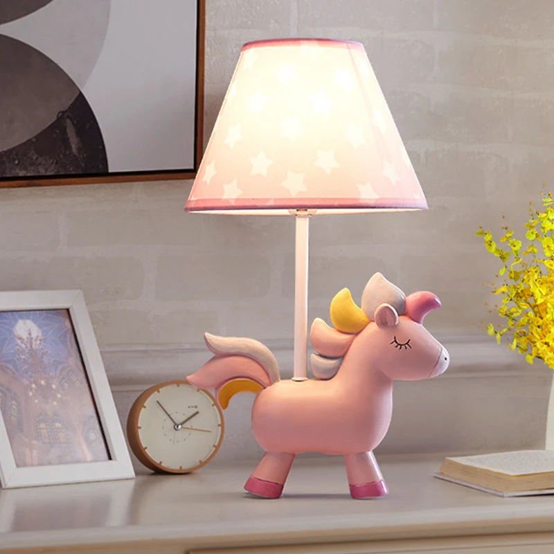 Homhi Unicorn Children's Decorative Table Lamp Indoor Lighting Lamp For Bedroom Baby Room Night Light Bedside Lamp HTL-040