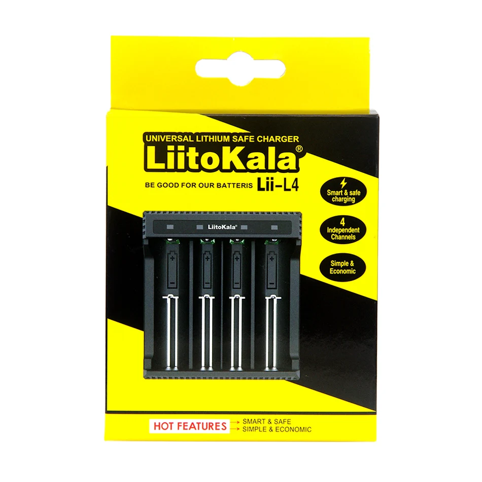 LiitoKala Lii-L4 3.7V 18650 Rechargeable Lithium Battery Charger For 18500 18650 26650 21700 Batteries US EU UK Plug