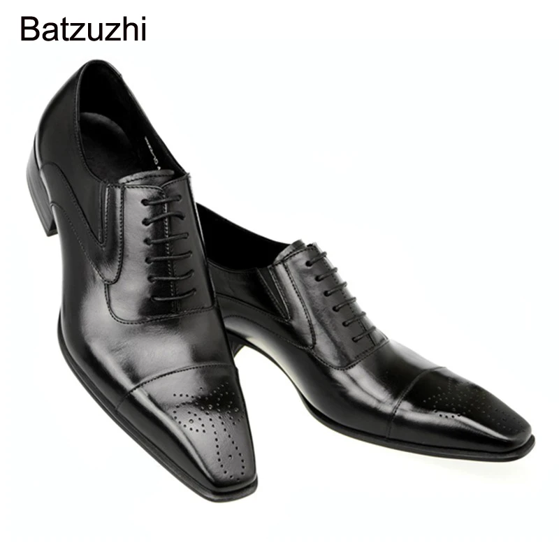 

Batzuzhi Polished Cowhide Men's Shoes Gentleman Leather Dress Shoes Men Brown Lace-up British Type Men's Business Formal Shoes!