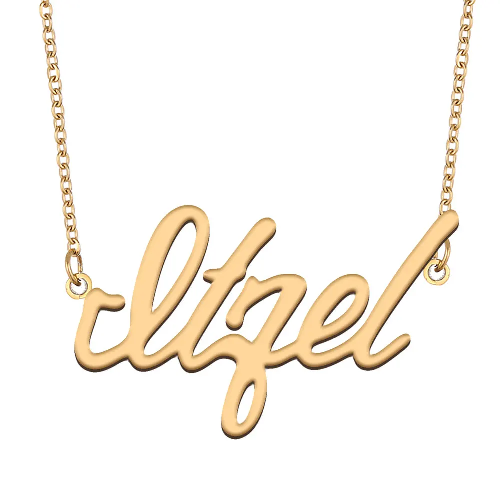 

Itzel Nameplate Necklace for Women Personalized Stainless Steel Jewelry Gold Plated Name Pendant Femme Mothers Girlfriend Gift