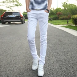 Hot 2021 Mens Pants Fashions Men Casual Denim School Cowboy Black/White Skinny Jeans Men Stretch Boy Teenagers Pencil Pants Men