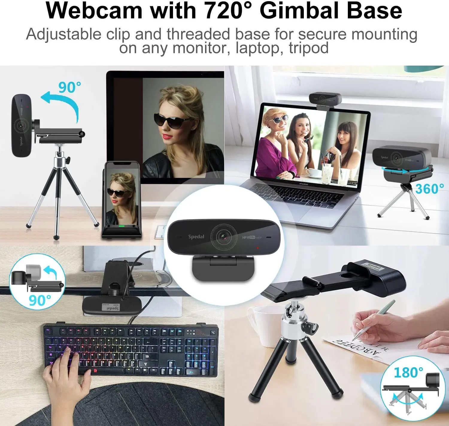 Webcam Full HD1080p 60FPS avec microphones inclus, top AF926, flux de mise au point automatique, caméra USB logicielle pour conférence d'affaires