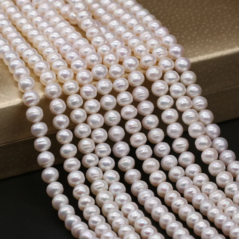 Natural Freshwater Pearl Beaded High Quality Round shape Punch Loose Beads for Make Jewelry DIY Bracelet Necklace Accessories