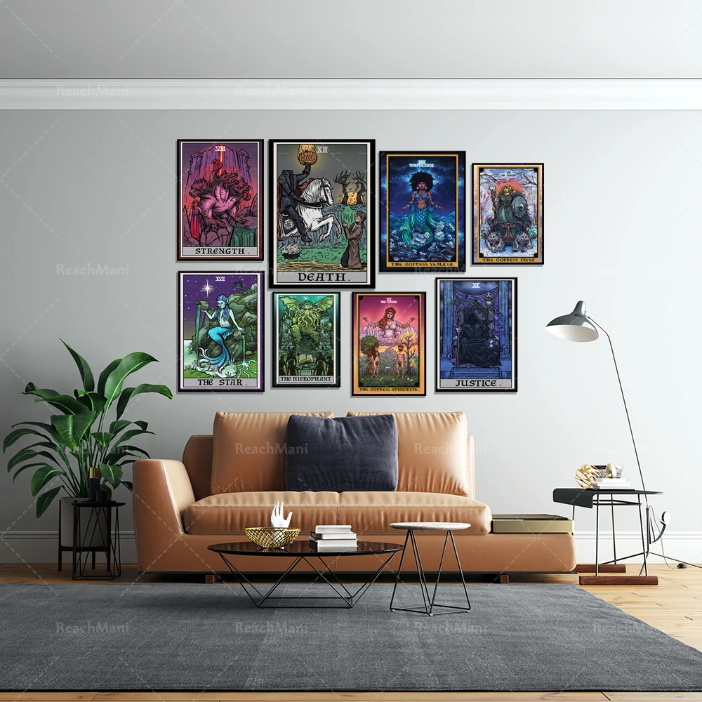 Death Tarot, Power Tarot, Star Tarot Wall Decoration Halloween Poster Mermaid Wall Art Witch Witchcraft Greek Mythology Gothic N