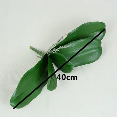 Large Size Artificial Butterfly Orchid Leaf  Real Touch PU Green Plants Orchid Bonsai Accessory