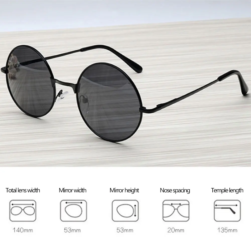 Fashion Women Men Round Frame Sunglasses Cosplay Glasses Eyewear Black Glasses Costume Accessories Anime Props Driving Glasses