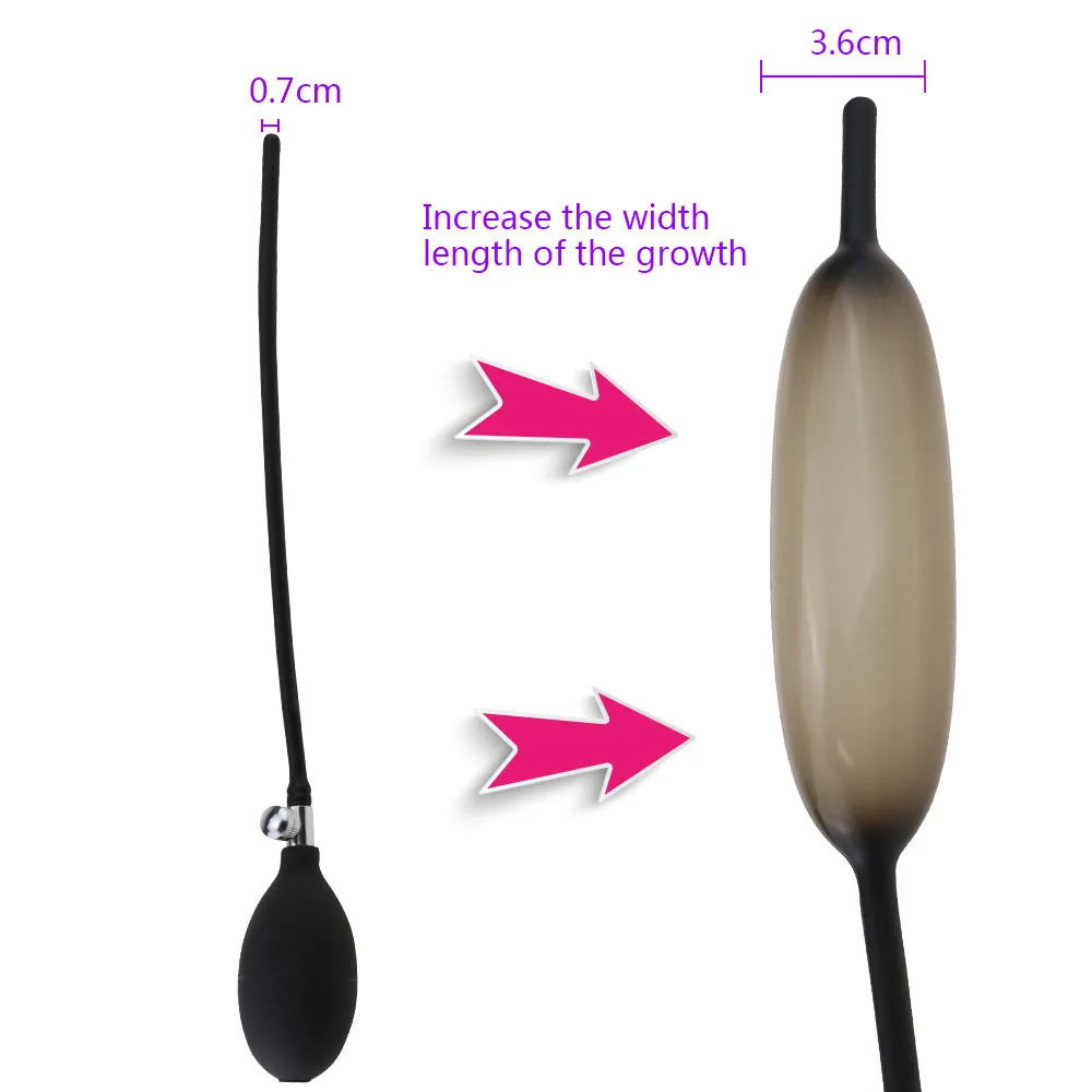 팽창식 긴 실리콘 페니스 요도 확장기 카테터, 사운드 스트레칭 플러그