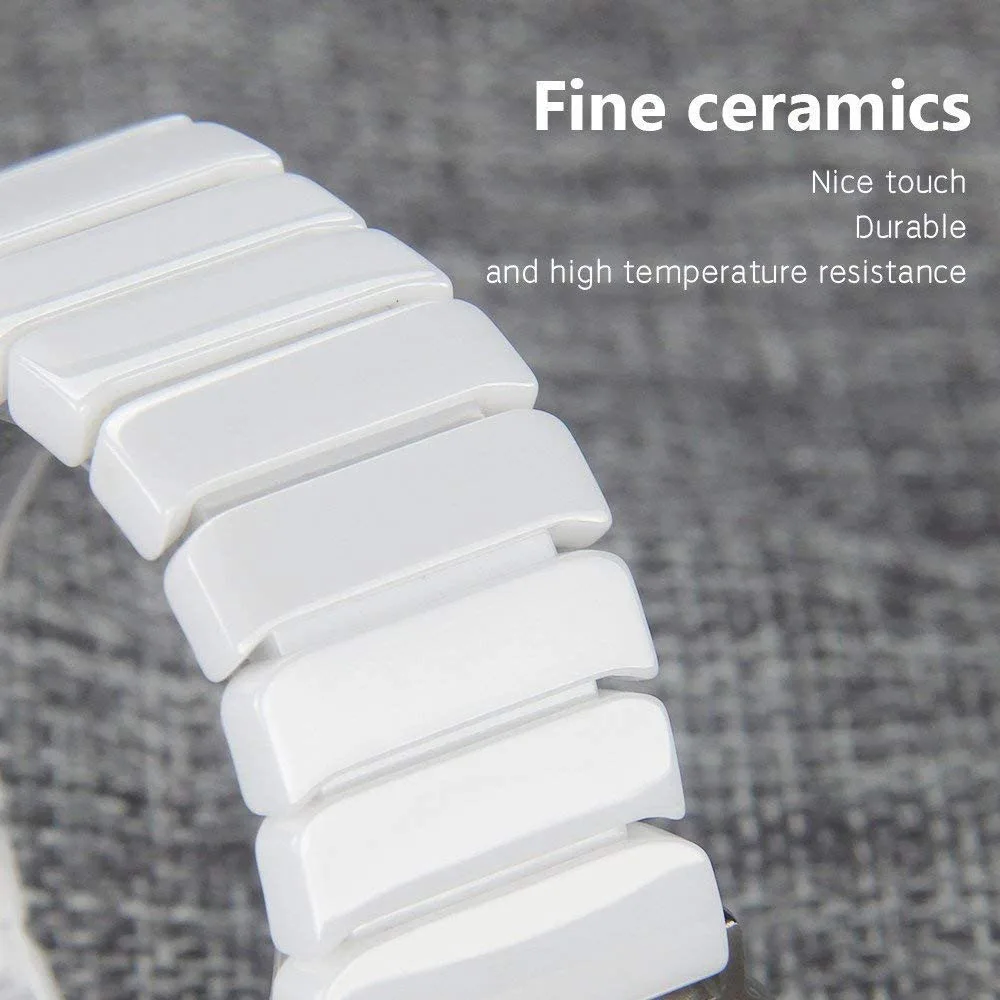 White Ceramic Strap for Apple Watch SE Band 38mm 42mm 44mm 40mm Bracelet Replacement for iWatch 6/5/4/SE/3 Wristband Luxury