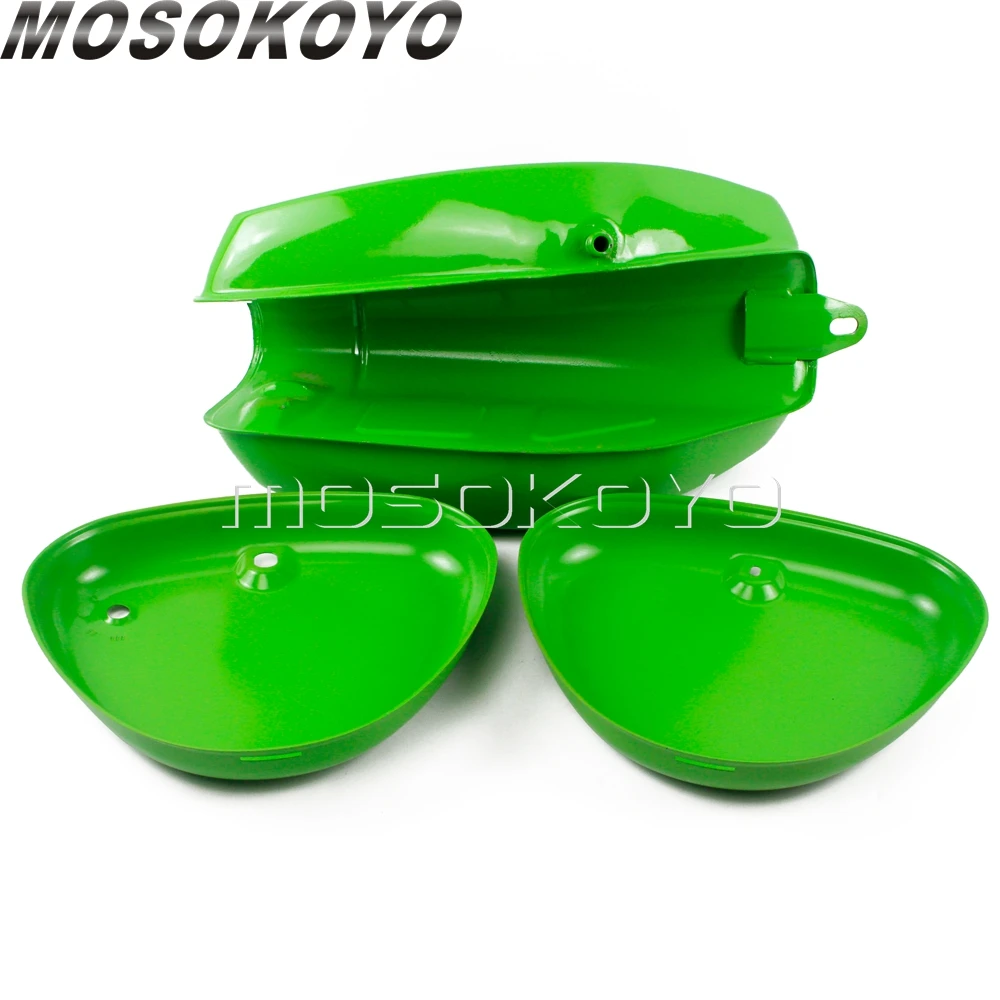 1 Set Motorcycle Light Green Oil Fuel Tank w/  Right + Left Side Cover Guards for Simson S50 S51 S70  (190830, 200655)