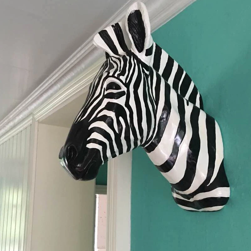 

Wall Decoration Sculpture Zebra Head Statue Home Decoration Accessories Resin Animal Statue model Doll Craft Christmas gift