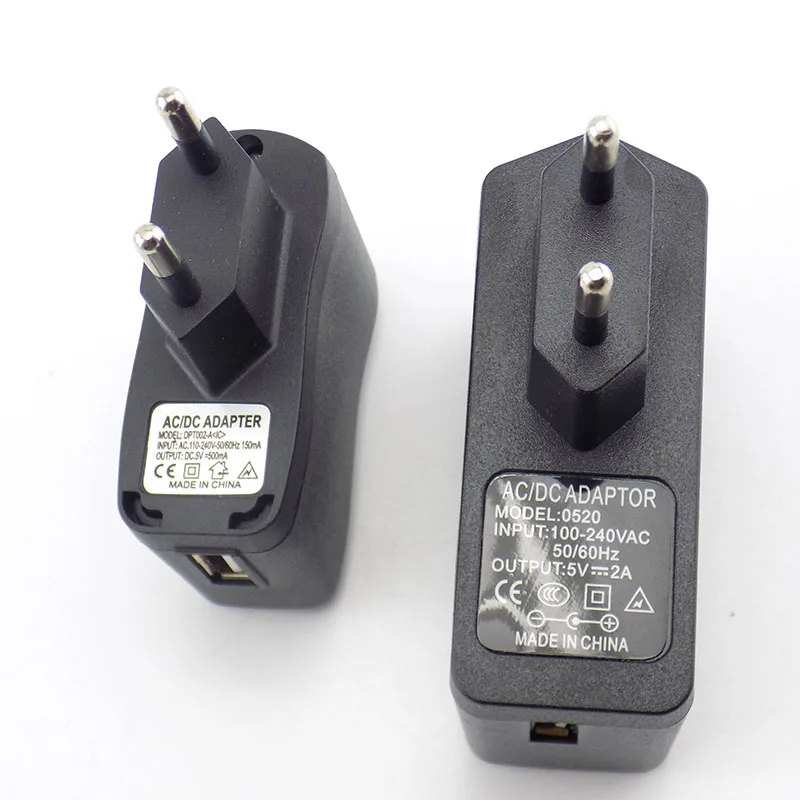 AC 110V-240V to DC 5V 0.5A 1A 2A 3A USB to Euro Plug Adapter USB Charger Power Supply Universal Travel Charging