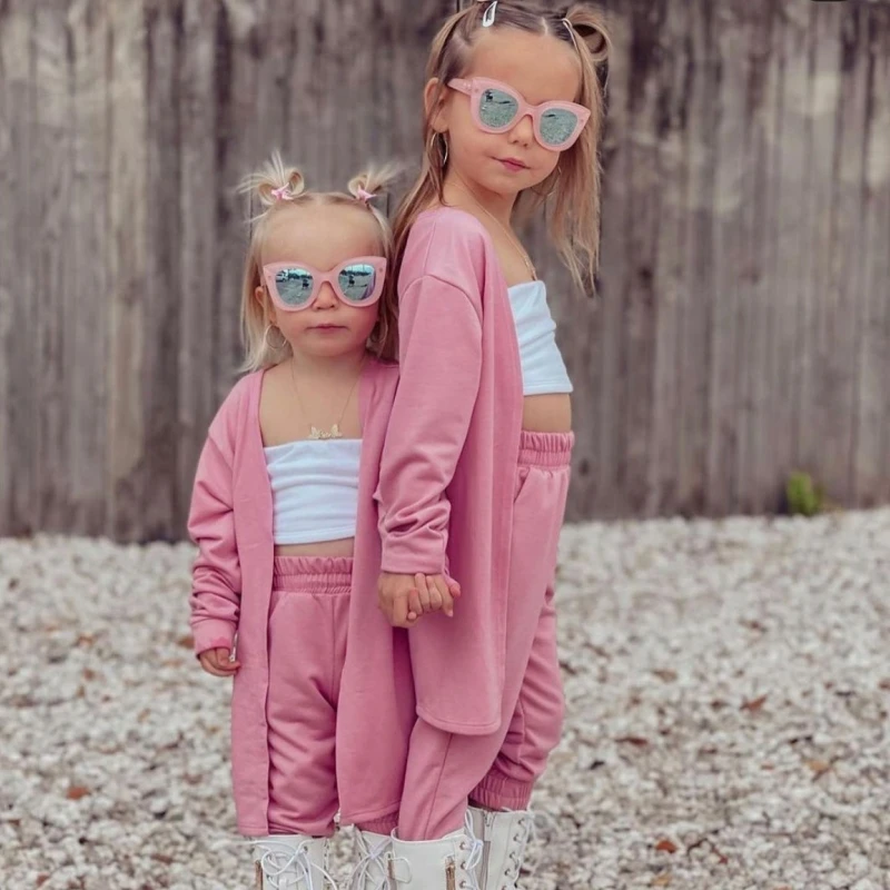 Fashion Baby Girl Cotton Clothes Set Jacket+pant+Vest 3PCS Summer Spring Child 3PCS Suit Baby Clothes 2-10Y