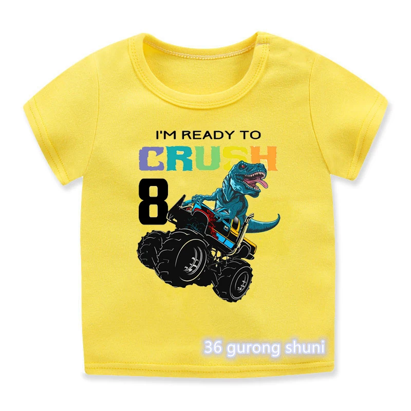 

T-shirt for boys funny car graphics 8th birthday party costume for kids birthday gift hip hop toddler tshirt tops wholesale