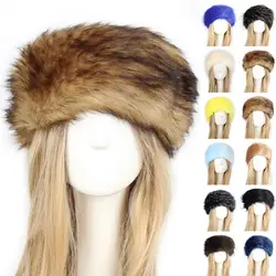 Winter Furry Turban Hat Women Headband Slid Color Faux Fur Hat Women Thickened Furry Hairband Hair Accessories резинки для волос