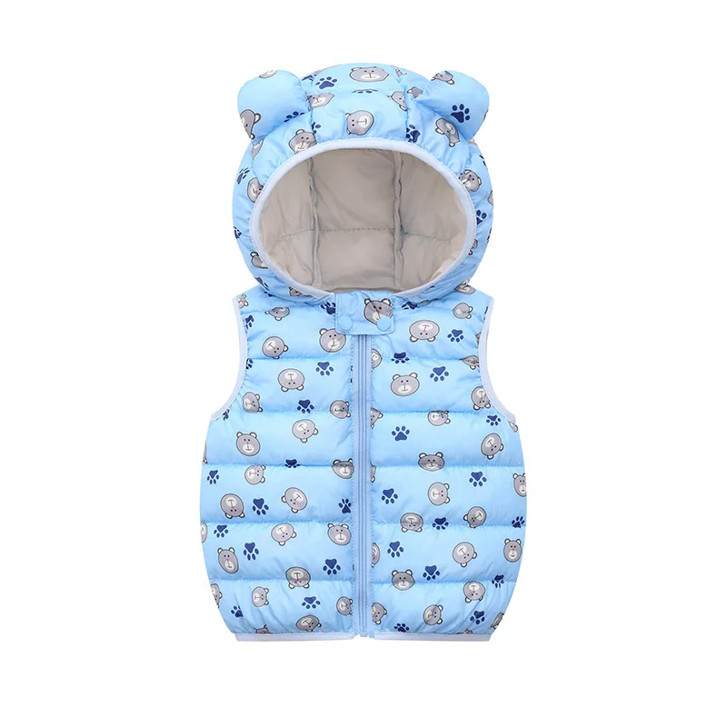 2021 Autumn Winter Baby Vest Down Hooded CartoonToddler Boy Girl Keep warm Waistcost Kid Sleeveless Jacket Children Vest 0-6Y