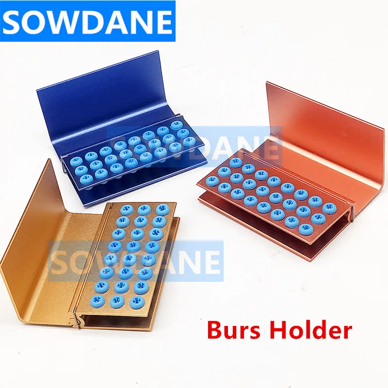 1 piece 24 Holes Dental Burs Block Bur Holder Disinfection Box Burs Holder Aluminum Autoclavable