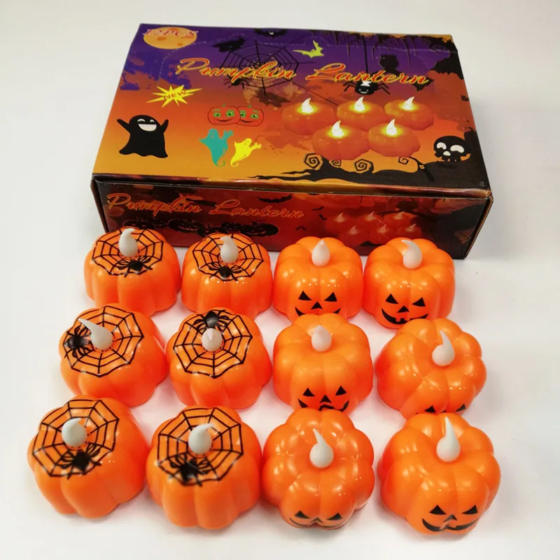 Halloween Small Night Light Portable Pumpkin Lamp Electronic Candle With Battery LED Christmas Ornaments Home Decorations