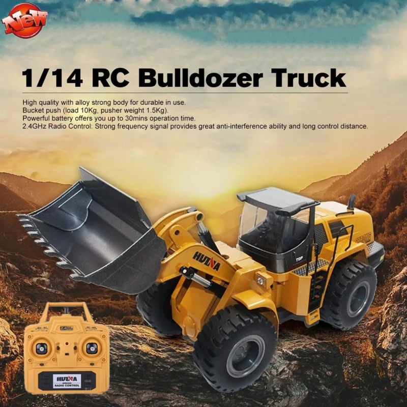 

Realistic Simulation Remote Control Construction Dump Truck Multifunctional Alloy Material LED Light 2.4G RC Bulldozer Kids' Toy