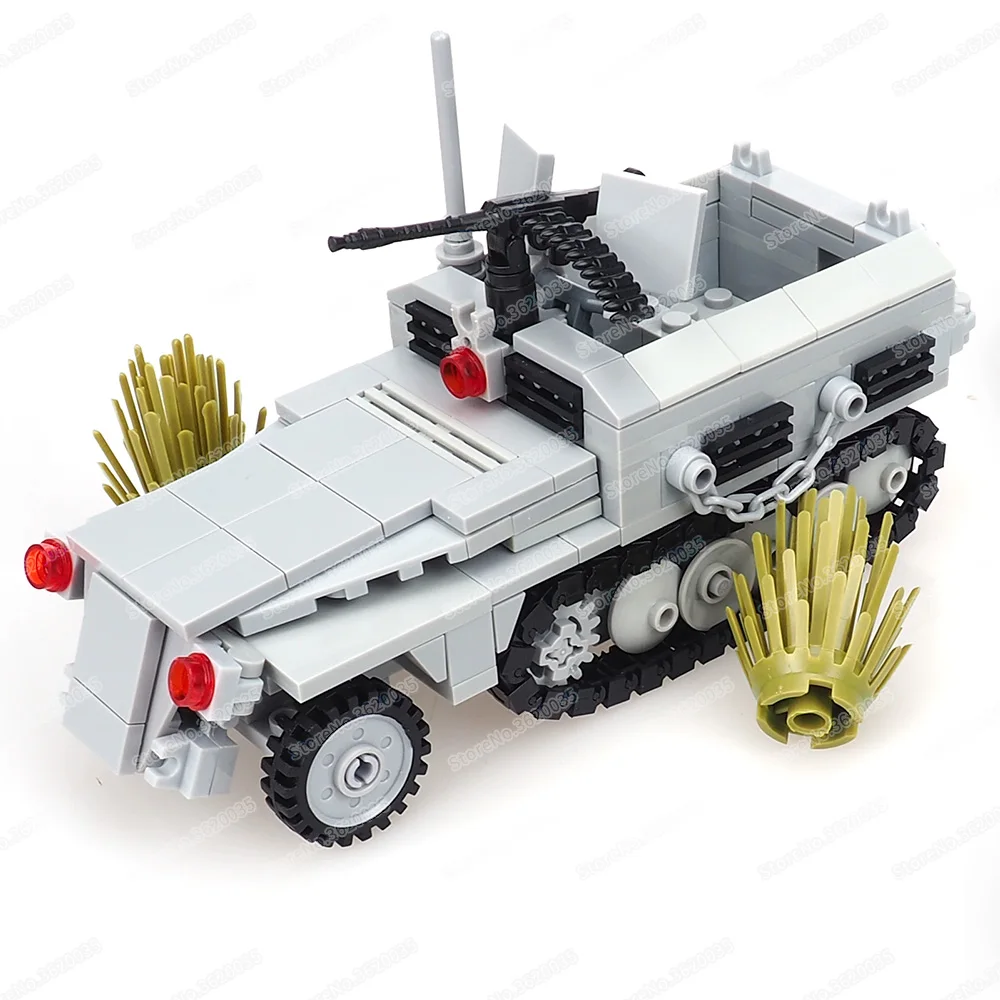 Military German Army Armed Armored Car Building Block Assembly WW2 Figures Weapons Defense Model Child Christmas Gifts Boy Toys