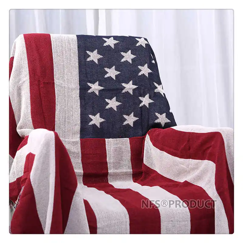 Knitted Sofa Throw Blanket With Tassels 130x180cm Cotton USA UK Flag Home Decorative Floor Carpet Bed Quilt Table Cover