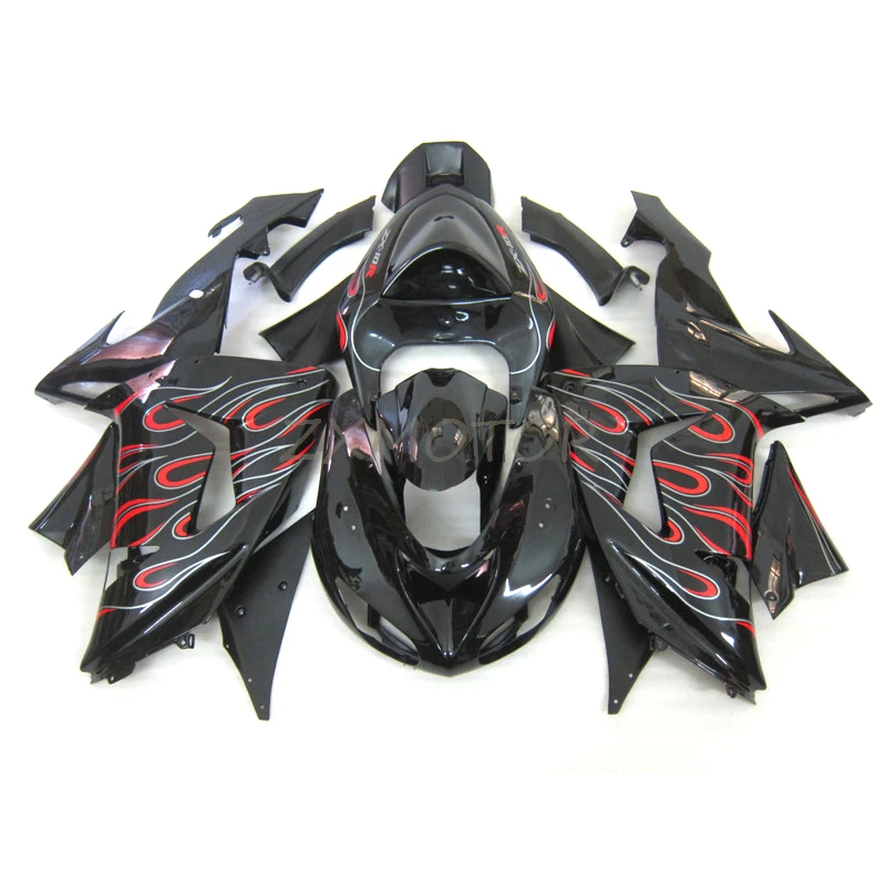 

Инъекция все новые комплекты обтекателей ABS подходит для 2006 2007 Kawasaki Ninja ZX10R Красный Черный Горячая Распродажа Обтекатель zx10r 06 07 UI96