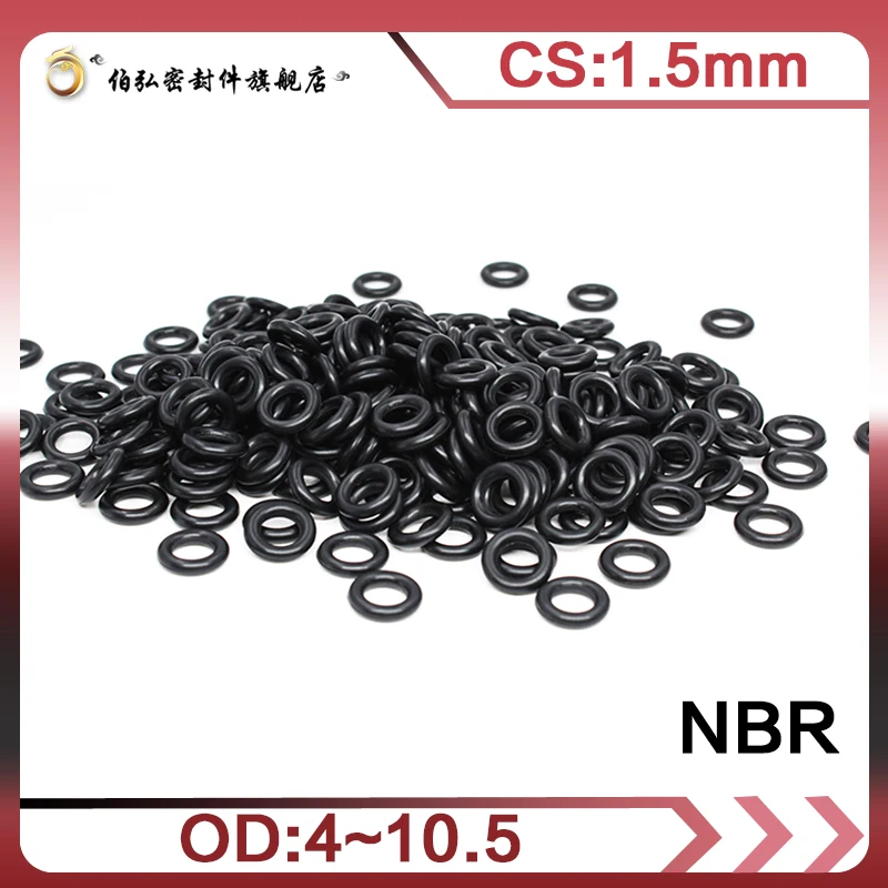 300 Stks/partij Nitril Rubber O-Ring Zwart Nbr Afdichting CS1.5mm OD4/4.5/5/5.5/6/6.5/7/7.5/8/8.5/9/9.5/10/10.5 O-Ring Afdichting Pakking Ring