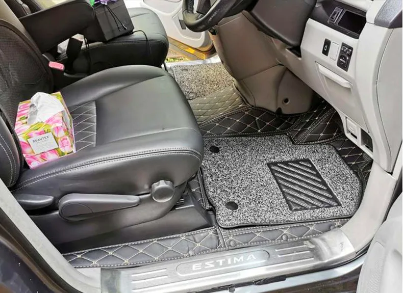 Top quality! Custom full set car floor mats for Right hand drive Toyota Estima 7 8 seats 2021-2006 durable double layers carpets