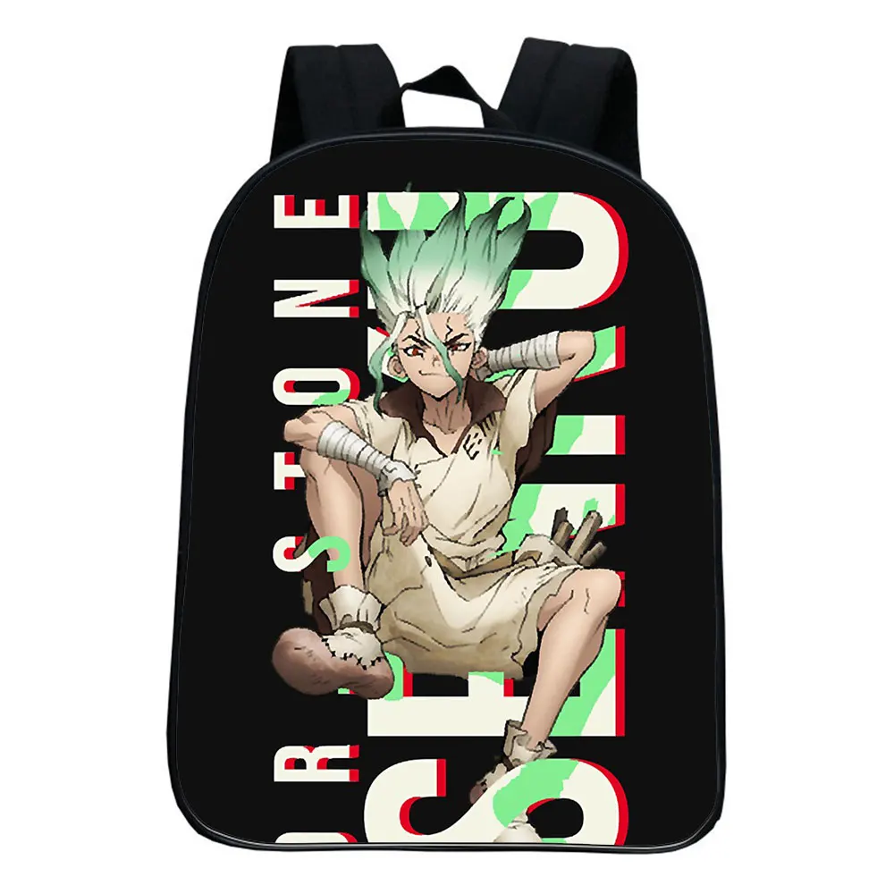 DR.Stone Backpack Children Funny Cartoon Kindergarten Rucksack Baby Boys Girls Anime Knapsack Mochila 12 Inches