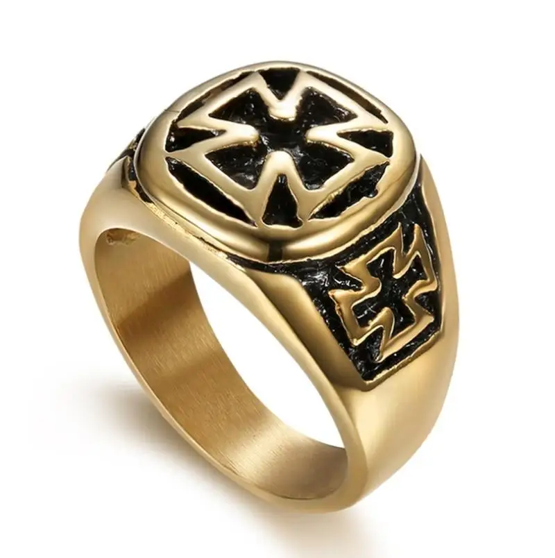 Cross Pattern Ring for Men Punk Vintage Silver Color Finger Ring Party Jewelry Gift