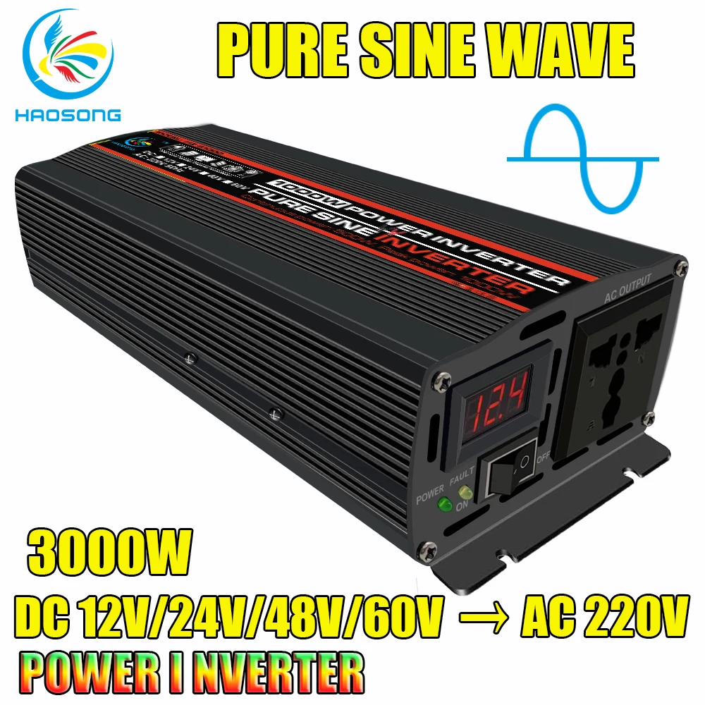 

1000W Pure Sine Wave Solar Car Power Inverter DC 12V 24V 48V 60V to AC 220V Inversor 12 V 220 V Auto Car Convertor Inversor