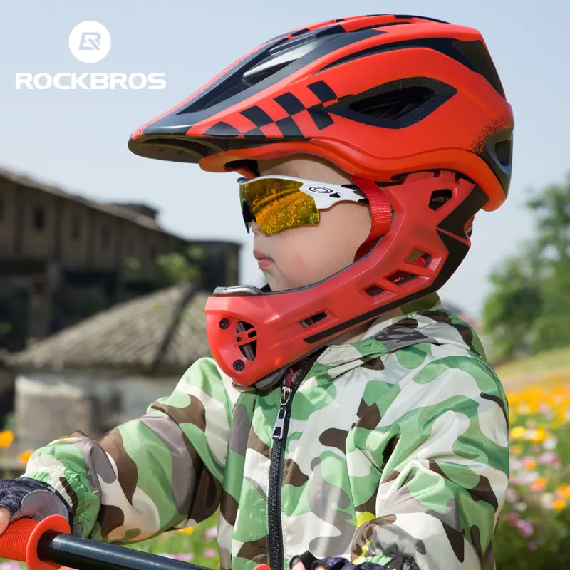 

ROCKBROS Cycling Bike Helmet Full Covered Child Helmet EPS Parallel Car Children Helmet 2 In 1 Sport Safety Riding Helmets